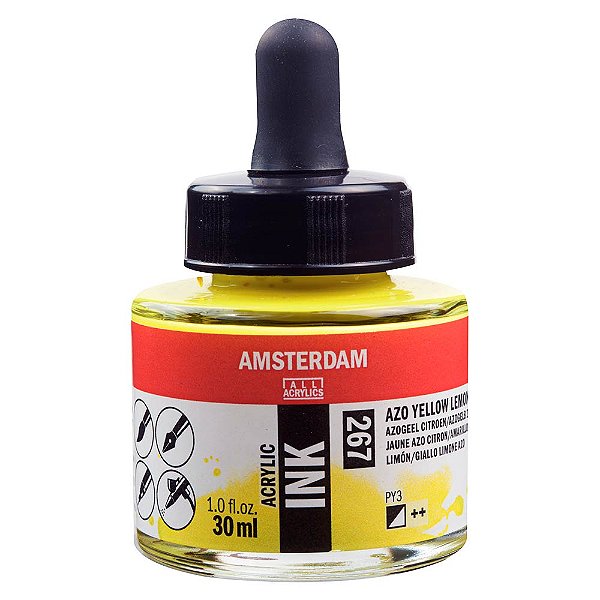 Tinta Acrílica Líquida Amsterdam Ink Azo Yellow Lemon 267 30ml