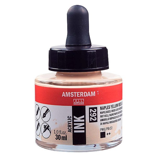 Tinta Acrílica Líquida Amsterdam Ink Naples Yellow Light Red 292 30ml