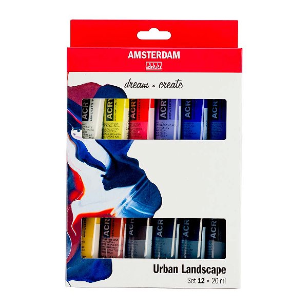 Kit Tinta Acrílica 20ml 12 Tubos Amsterdam Paisagem Urbana
