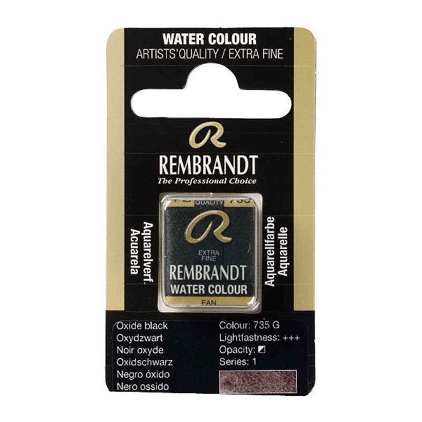 Aquarela em Pastilha Oxide Black 735 Rembrandt