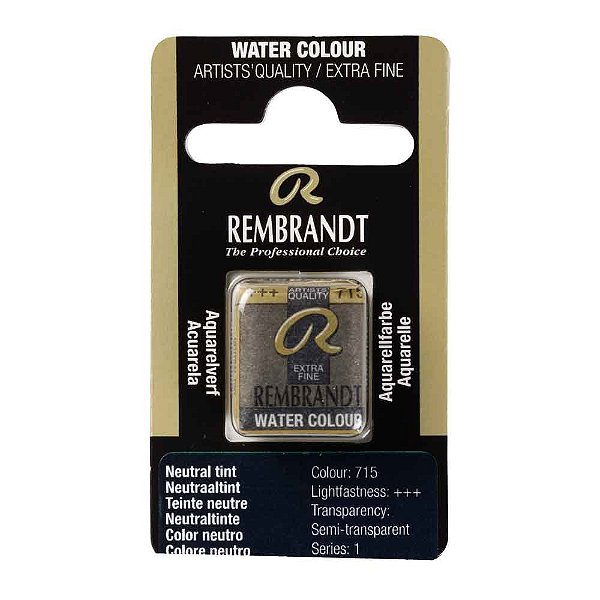 Aquarela em Pastilha Neutral Tint 715 Rembrandt