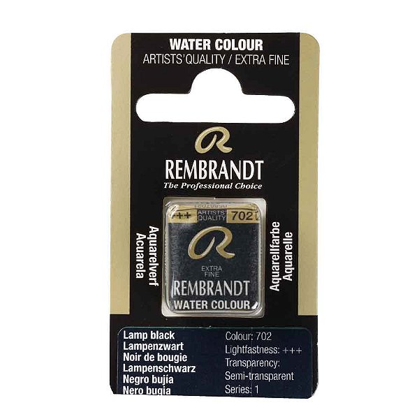 Aquarela em Pastilha Lamp Black 702 Rembrandt