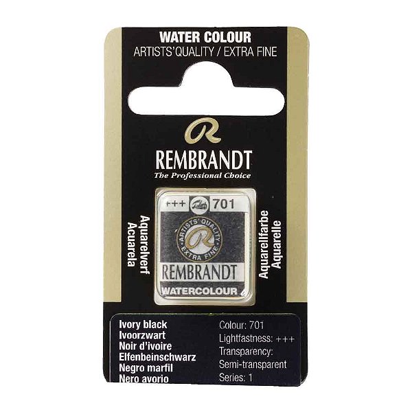 Aquarela em Pastilha Ivory Black 701 Rembrandt