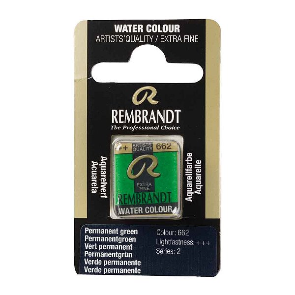 Aquarela em Pastilha Permanent Green 662 Rembrandt