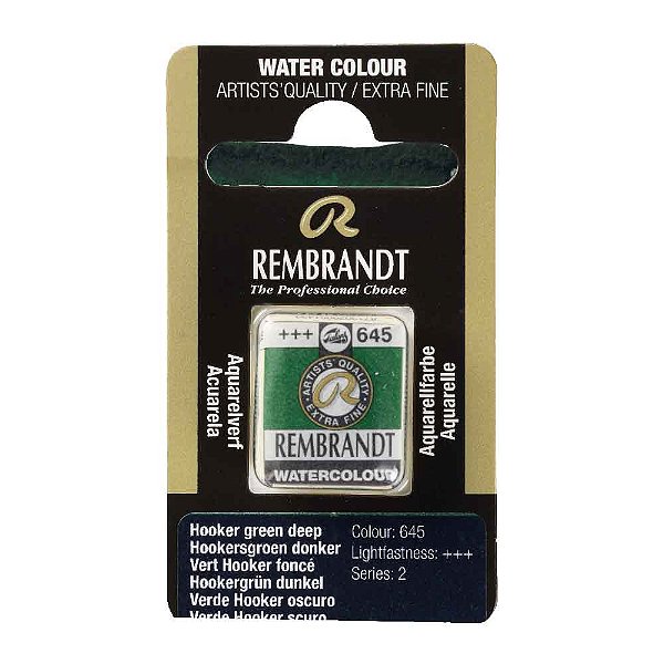 Aquarela em Pastilha Hooker Green Deep 645 Rembrandt