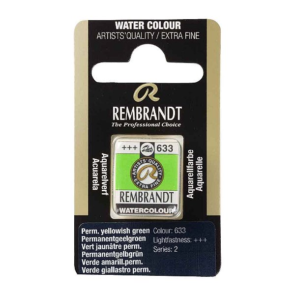 Aquarela em Pastilha Permanent Yellowish Green 633 Rembrandt