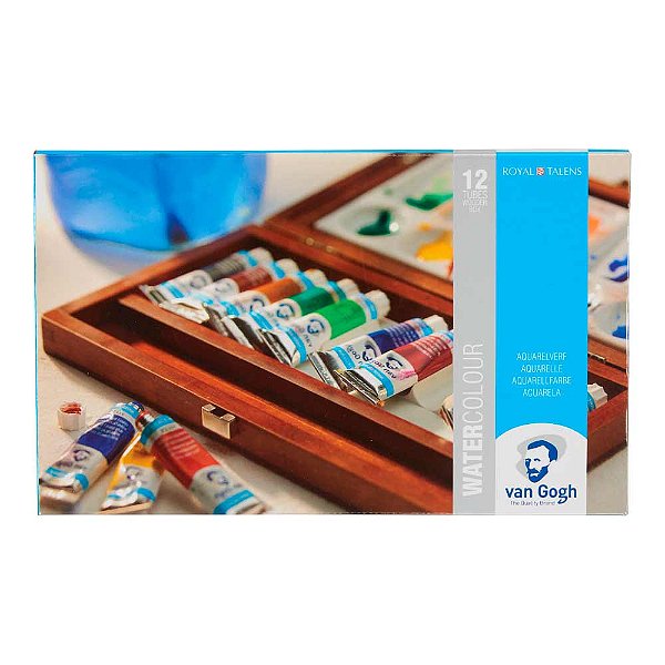 Estojo de Aquarela Royal Talens Van Gogh - 12 Cores 10ml - Kit de Acessórios