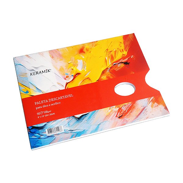 Paleta Descartável Keramik para Pintura Óleo e Acrílico 105g/m² 50 Folhas