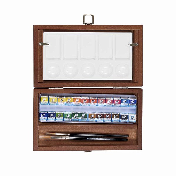 Aquarela Van Gogh Pastilha 24 Cores Estojo de Madeira