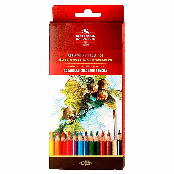 Lapis de Cor Aquarelavel Mondeluz 24 Cores Koh-I-Noor