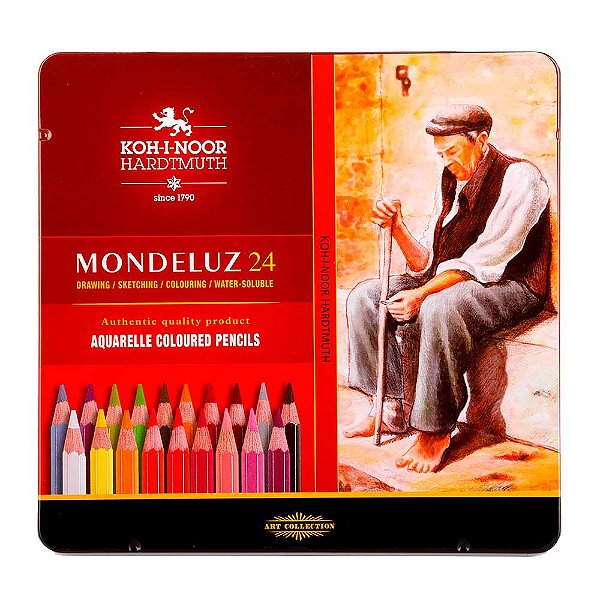 Estojo Lápis de Cor Aquarelável Mondeluz 24 Cores Koh-I-Noor