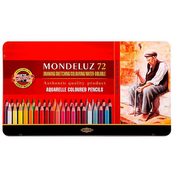 Estojo Lápis de Cor Aquarelável Mondeluz 72 Cores Koh-I-Noor