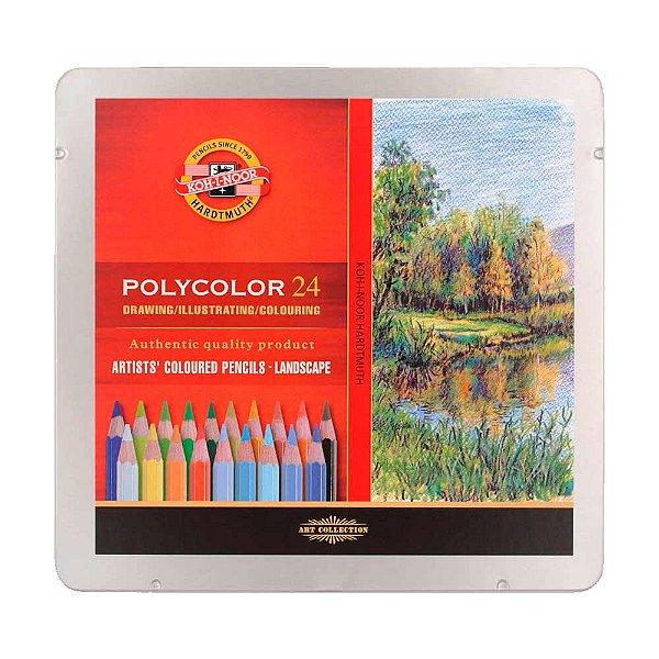 Lápis de Cor Profissional Polycolor 24 cores Koh-I-Noor Paisagem