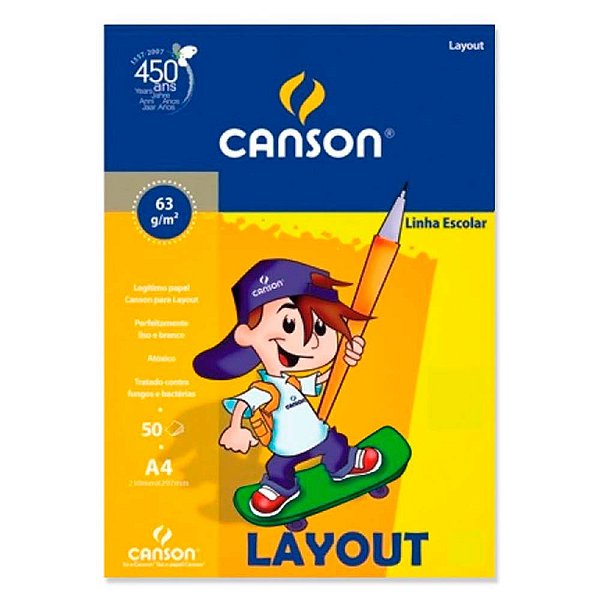 Bloco Papel Canson Lay Out A4 63g/m² 50 Folhas