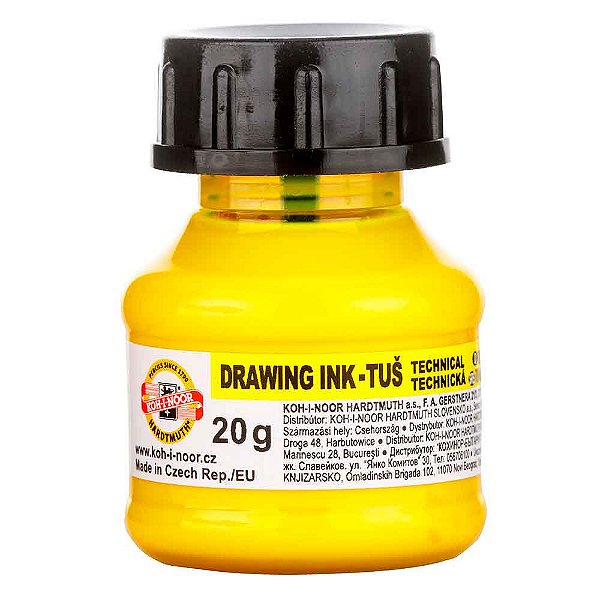 Tinta Drawing Ink para Caligrafia Koh-I-Noor Amarela 20g