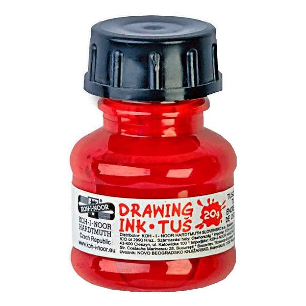 Tinta Drawing Ink para Caligrafia Koh-I-Noor Vermelha 20g