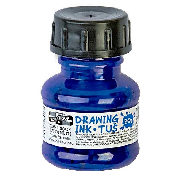 Tinta Drawing Ink para Caligrafia Koh-I-Noor Azul 20g