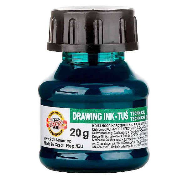 Tinta Drawing Ink para Caligrafia Koh-I-Noor Verde 20g