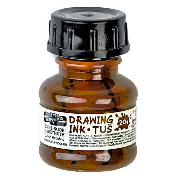 Tinta Drawing Ink para Caligrafia Koh-I-Noor Sépia 20g