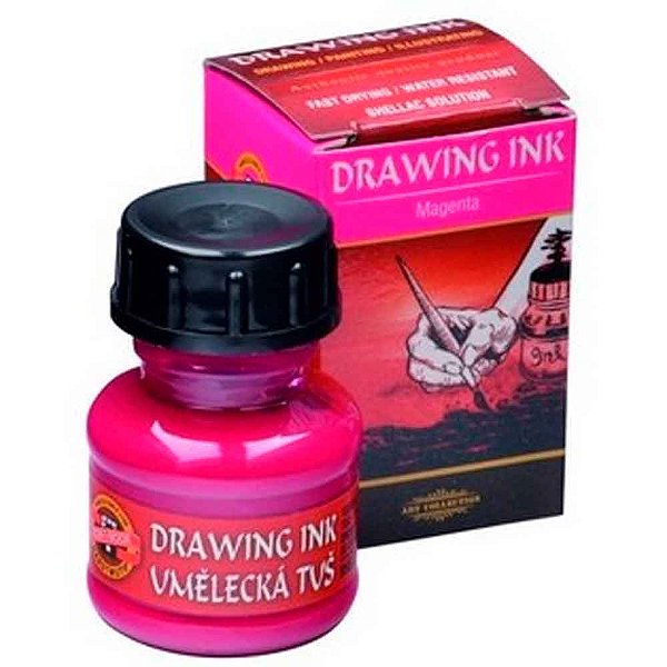 Tinta Drawing Ink para Caligrafia Koh-I-Noor Magenta 20g