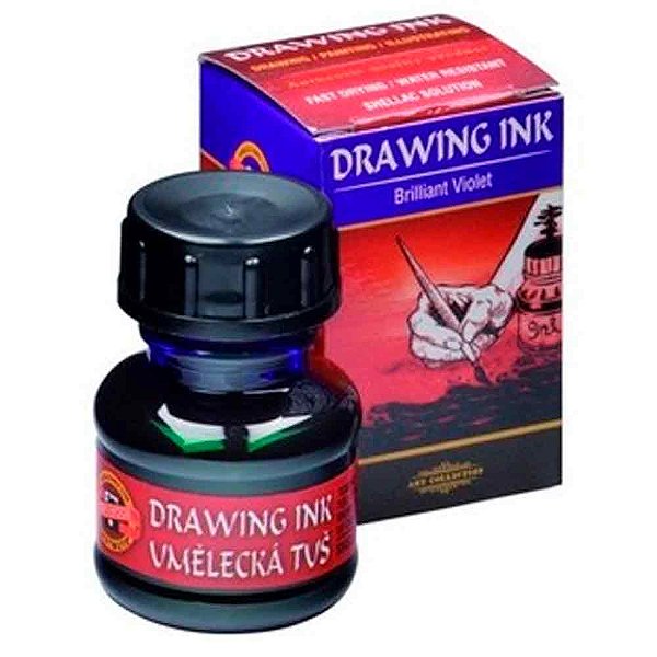 Tinta Drawing Ink para Caligrafia Koh-I-Noor Violeta Brilhante 20g