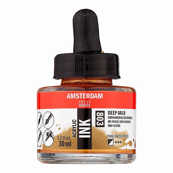 Tinta Acrílica Líquida Amsterdam Ink Ouro Escuro 803 30ml