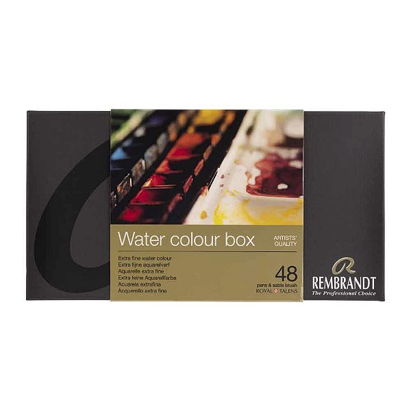 Aquarela Rembrandt em Pastilhas 48 cores Estojo de Metal