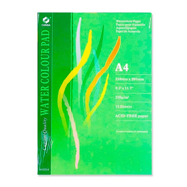 Bloco de Papel Aquarela A4 230g 12 Folhas