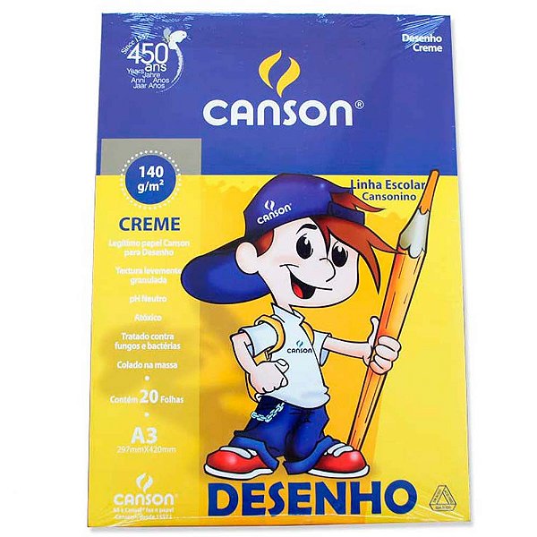 Bloco Papel Canson Desenho Creme A3 140g/m² 20 Folhas