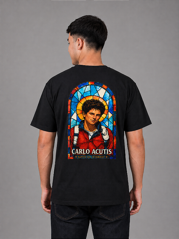 Camiseta Não eu mas Deus São Carlo Acutis