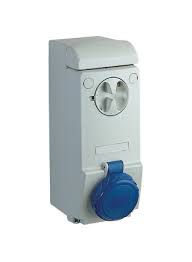 Tomada com bloqueio Embutir 2P+T 16A 220/250V 6H Azul Quasar Steck