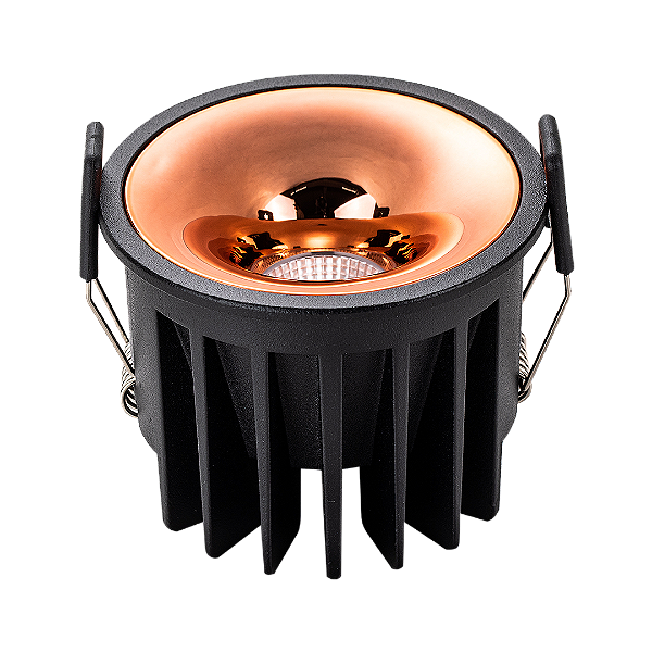 Spot LED Embutido Redondo Ouro Rose 7W Preto Cristallux
