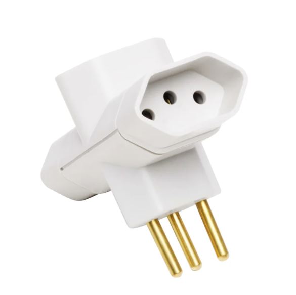 Plugue Adaptador TEE 2p+t 10A Branco Ilumi