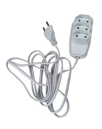 Extensão Cordão Paralelo 2,5m Com 3 Tomadas 2P 10A Branco Ilumi