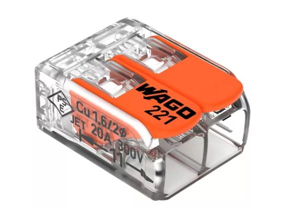 Conector De Emenda 2 Polos 41A 450v Para Condutor 0,5 - 6,0MM Wago