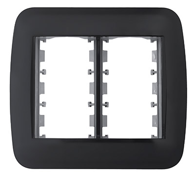 Placa Com Bastidor  para 6 Módulos 4x4 Pezzi 50.000 Clássica Preta