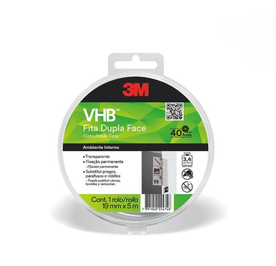 Fita Dupla Face 3M VHB 19mmX5m Com Estojo