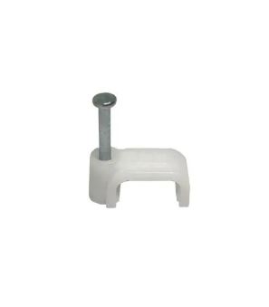 Fixador Retangular Para Fios E Cabos Com Prego 6mm Branco