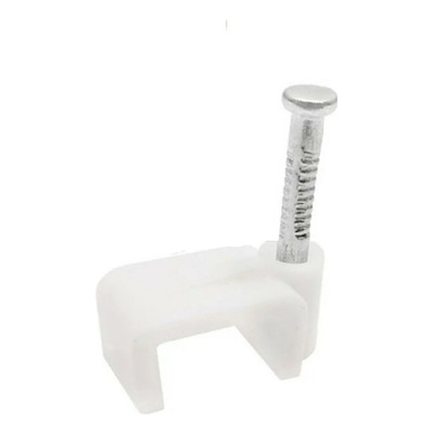 Fixador Retangular Para Fios E Cabos Com Prego 10mm Branco