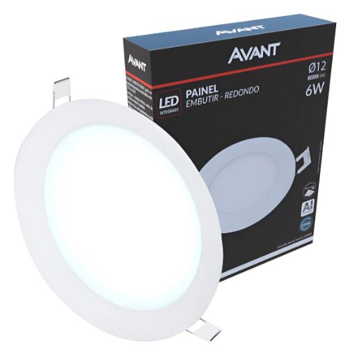 Painel de LED Embutir Redondo 12cm 6500K 6W
