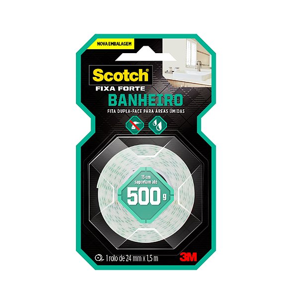 Fita Dupla Face Para Banheiro 3M Fixa Forte 3M 24mmX1M
