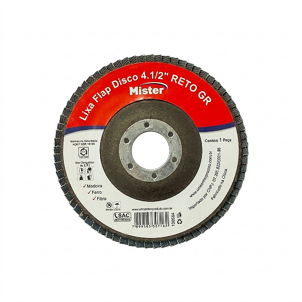 Disco Lixa Flap Reto 4.1/2 Grão 40 Mister