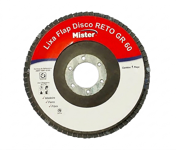 Disco Lixa Flap Reto 4.1/2 Grão 60 Mister