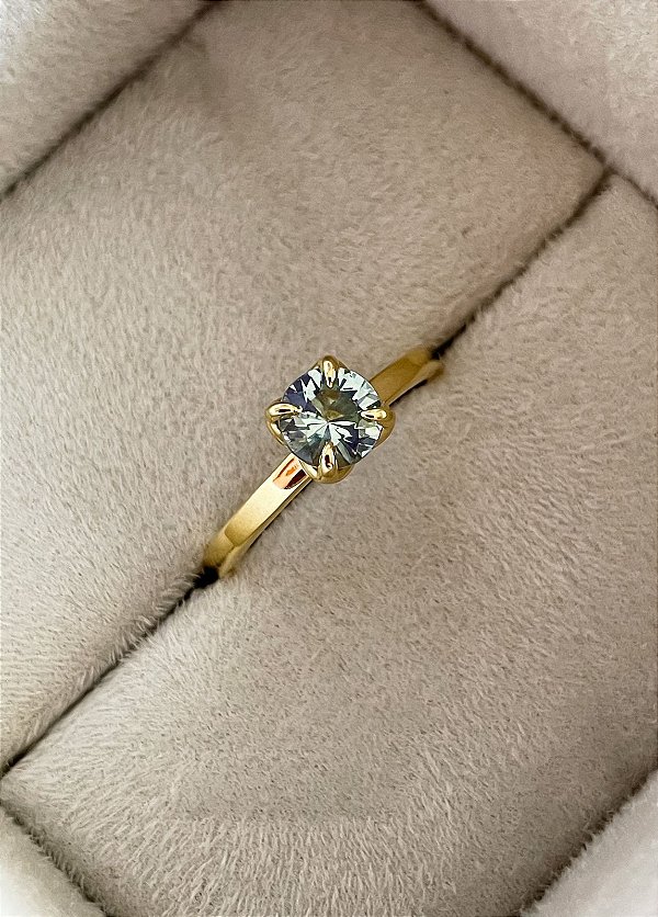 Anel Peônia - ouro amarelo 18k e água marinha