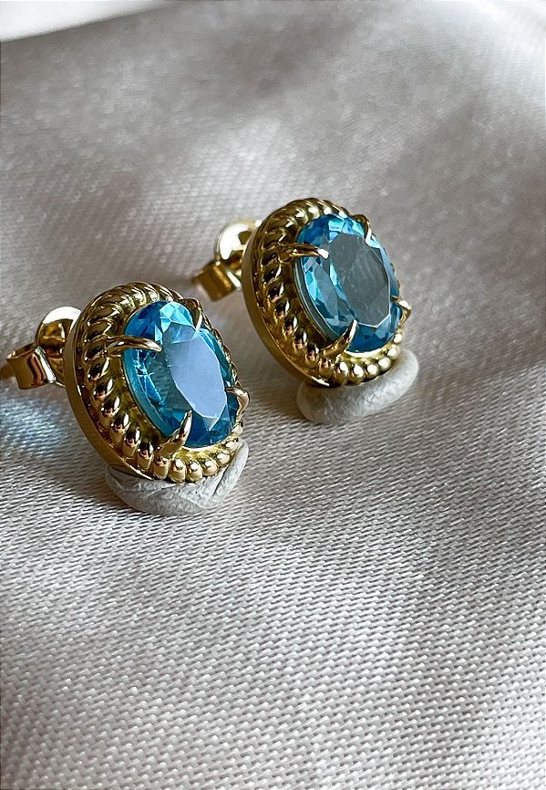 Brinco Drina - ouro amarelo 18k e topázio Swiss