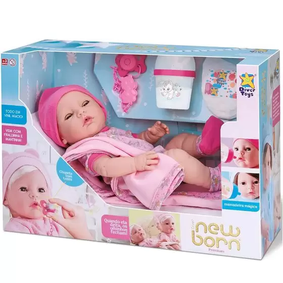 Boneca Diver New Born Premium Menina S/ Cabelo