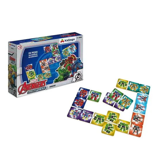 Dominó Infantil Avengers Mech Strike 28 Peças - Xalingo