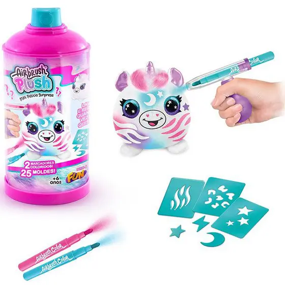 Airbrush Plush 2 Mini Pelúcia Surpresa Para Pintar