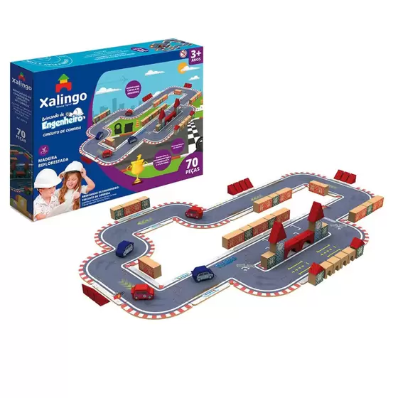 Brincando De Engenheiro Blocos De Montar Circuito De Corrida 70 Peças