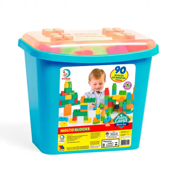 Blocos De Montar Baby Land Blocks Box Menino 90 Blocos